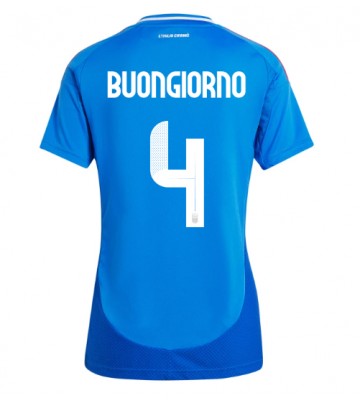 Italien Alessandro Buongiorno #4 Hjemmebanetrøje Dame EM 2024 Kort ærmer
